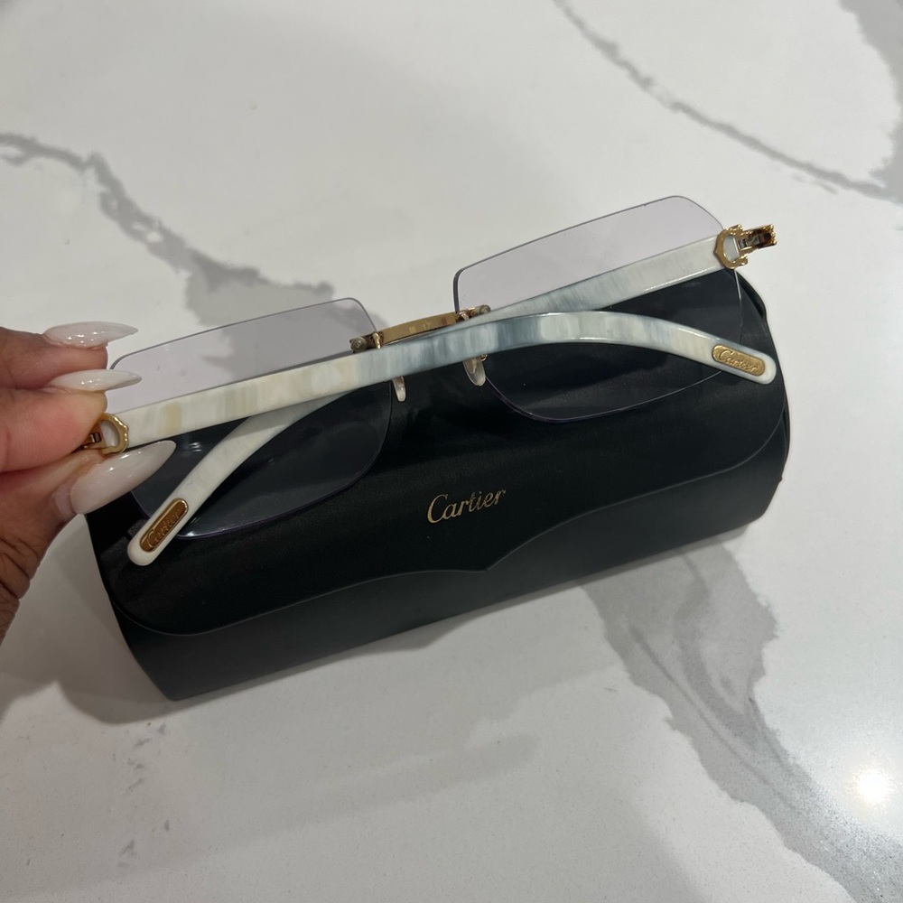 Authentic Cartier White Horn Sunglasses W/ Gold Finish.